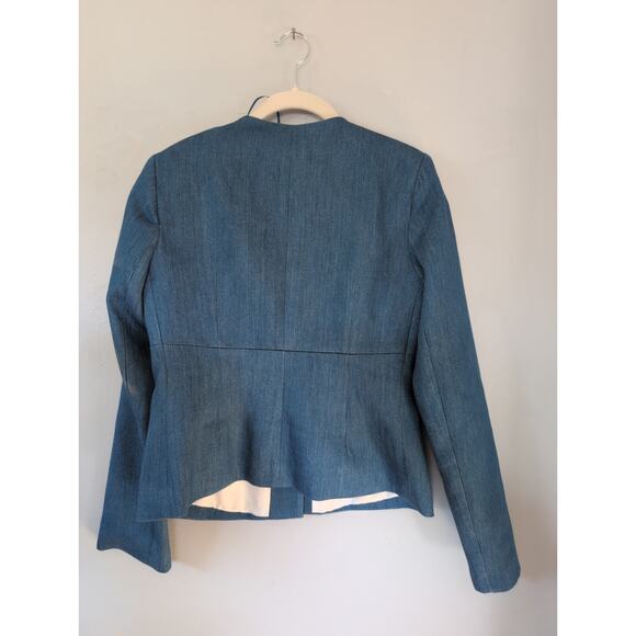 River Island | Blue Denim V-neck Blazer | Size 4 - Picture 2 of 6